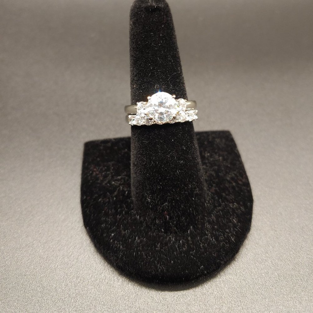 Silver CZ Wedding Set